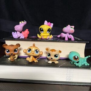 Littlest Pet Shop Animal Figurines Spider Octopus Snail Bears Monkey Lizzard Y2K